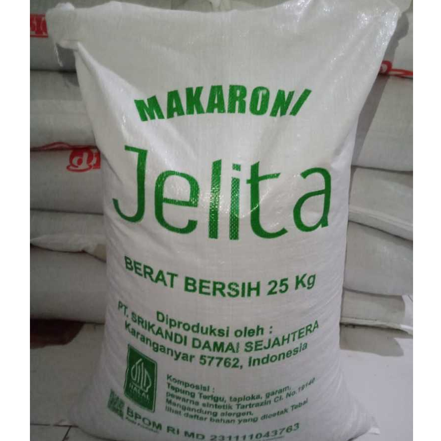 

[Zak 25kg] Makaroni Makroni Mekar Makroni Mentah Merk JELITA/Zak Berat Bersih Isi 25kg - jelita25