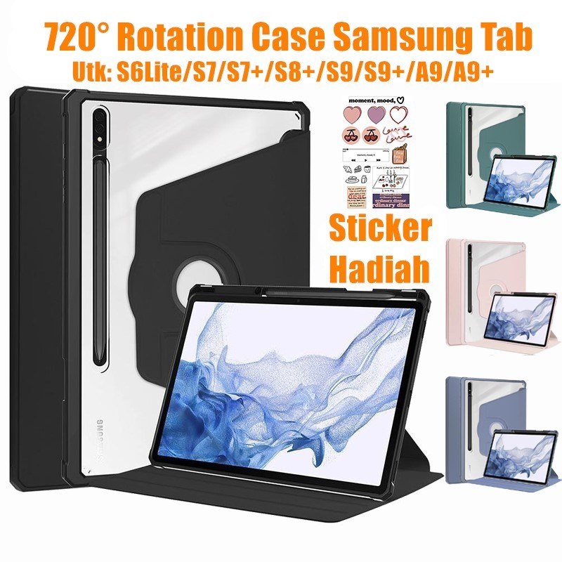 Case Samsung Galaxy Tab S6 Lite A9 S9 PLUS 720° Rotate With Pen Slot Samsung Tab A8 S7FE Case Magnetik Protective Tablet Holde S7/S8