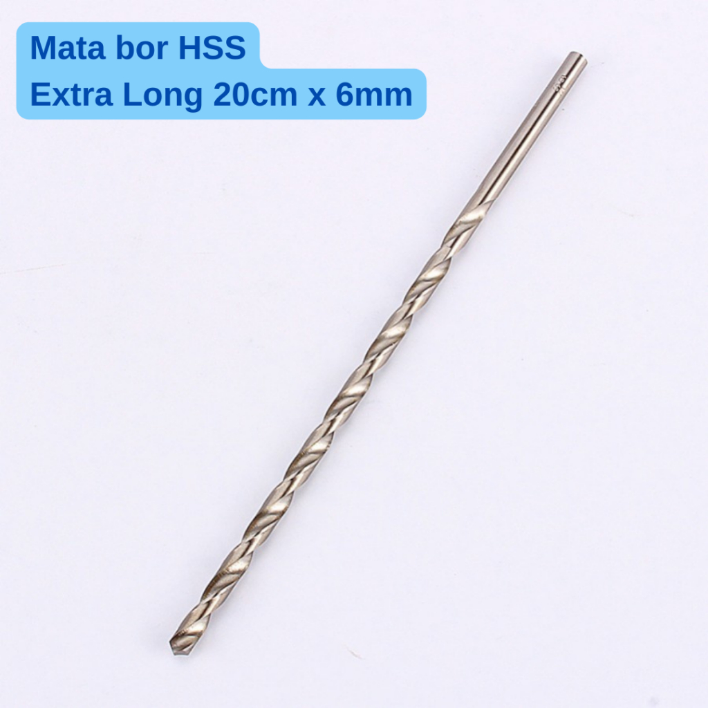 Mata bor HSS kayu besi 6mm panjang 20cm panjang 200mm