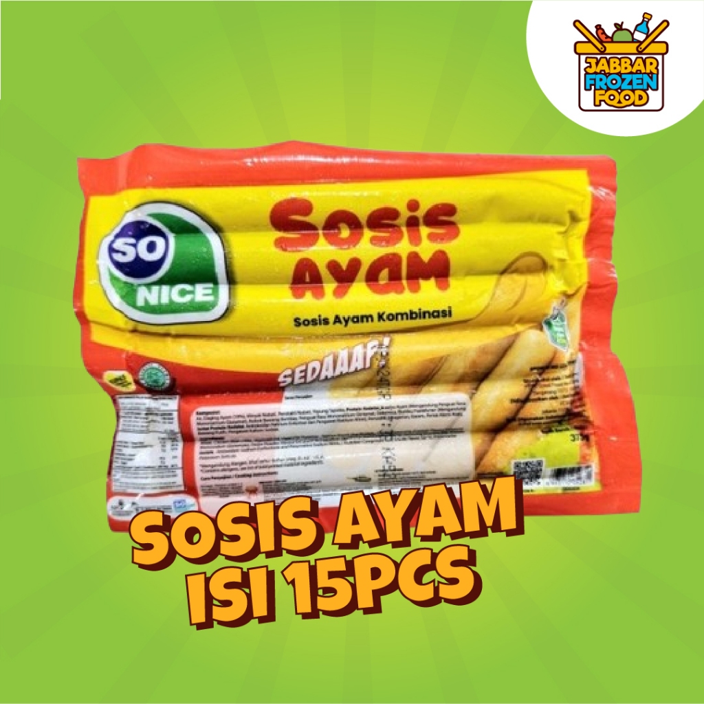 

Sosis Ayam SO NICE 375gr isi 15pcs