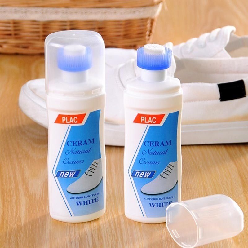 Cairan Pembersih Dan Pemutih Sepatu Putih Plac Shoe Cleaner Cream Polish Semir Krim Perawatan Sepatu