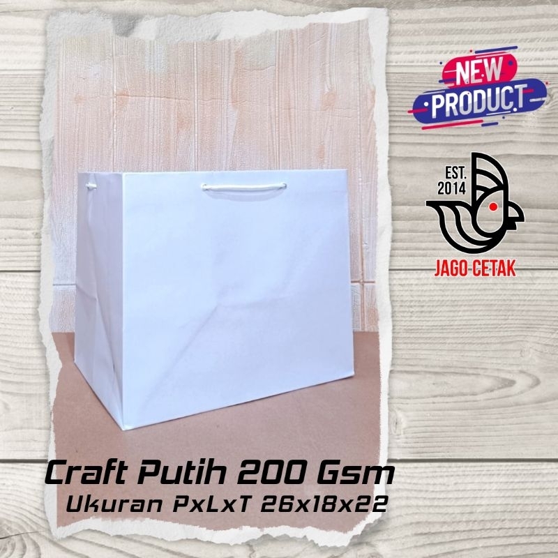 

paperbag Putih 26x18x22 craft box bento paper bag godybag tas berkat kotak nasi thinwall Surabaya