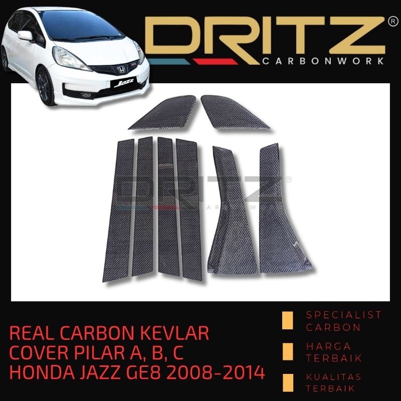 Carbon Kevlar Cover Pilar A B & C Mobil HONDA JAZZ GE8 2008-2015 Aksesoris Karbon