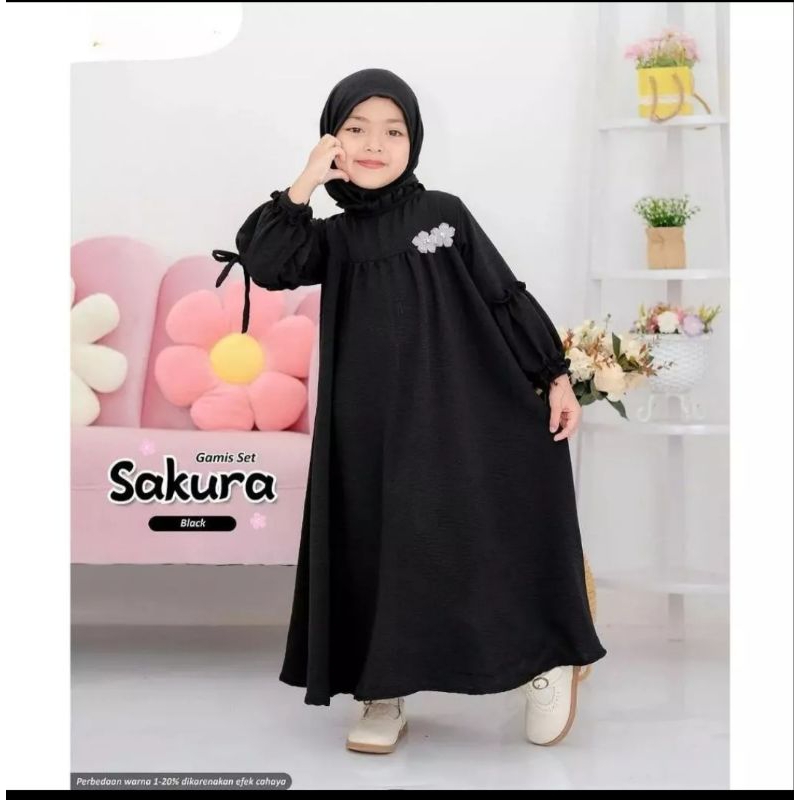 Gamis Muslim Anak | Gamis Sakura |Grosir Busana Muslim|Baju Muslim Anak