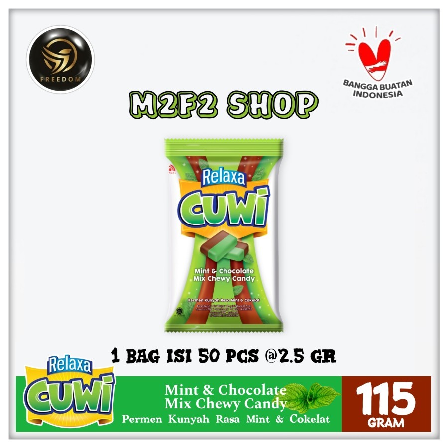 

Relaxa Cuwi Mint & Chocolate Mix Chewy Candy Bag | Permen Kunyah Cokelat & Mint - 115 gr (Kemasan Satuan)