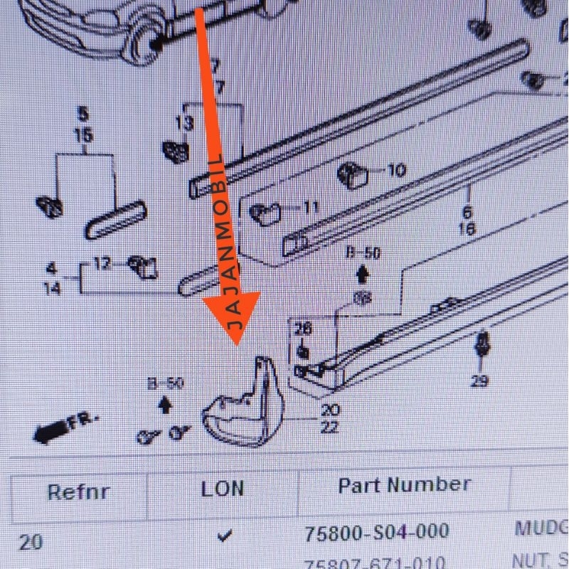 KARPET LUMPUR DEPAN FERIO MUDGUARD DEPAN CIVIC FERIO KEPET RODA DEPAN CIVIC FERIO ORIGINAL 75820-S04