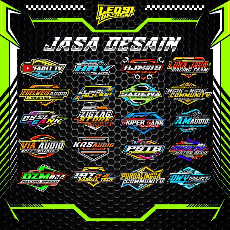 Jasa design logo racing, komunitas, sound system