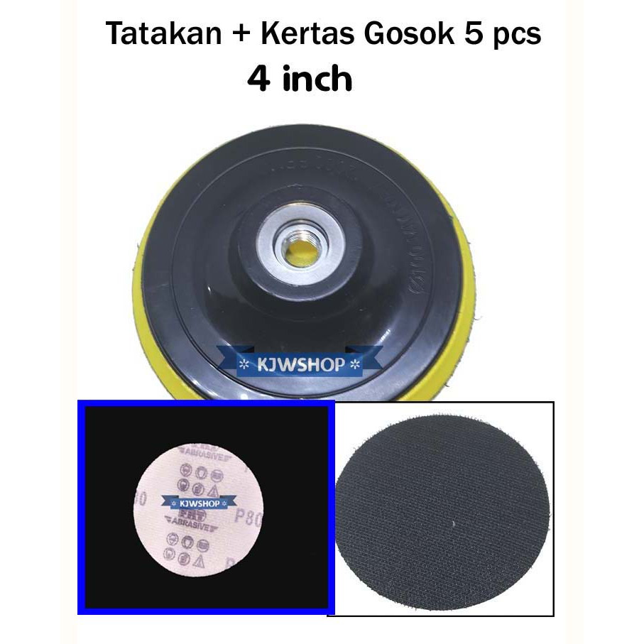 Tatakan Amplas dan Kertas Gosok Bulat Velcro 4" No #60 #80 #100 #150 #180 #240 #400 Amplas Velcro 4 