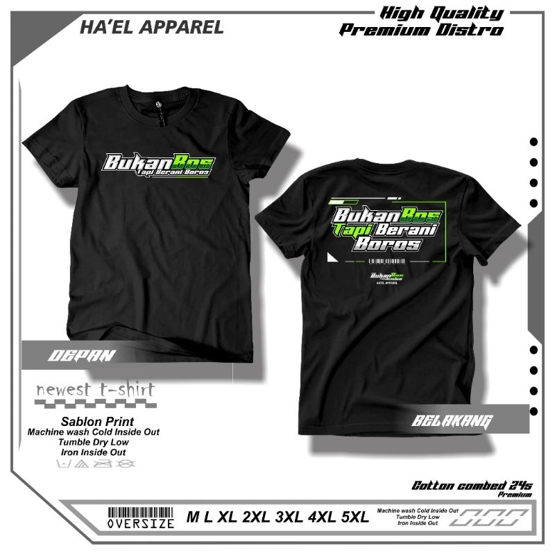 KAOS VIRAL " BUKAN BOS " Kaos KAT KATA  | baju pria jumbo | KAOS RACING | Kaos pria Oversize Big siz