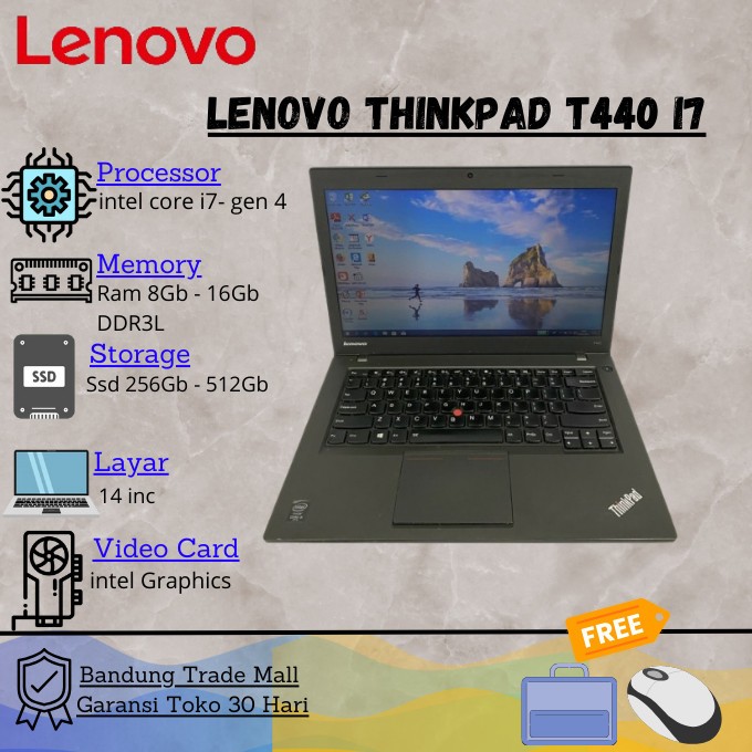 Laptop Lenovo Thinkpad T440 Core i7 RAM 8Gb SSD 256Gb (like new)