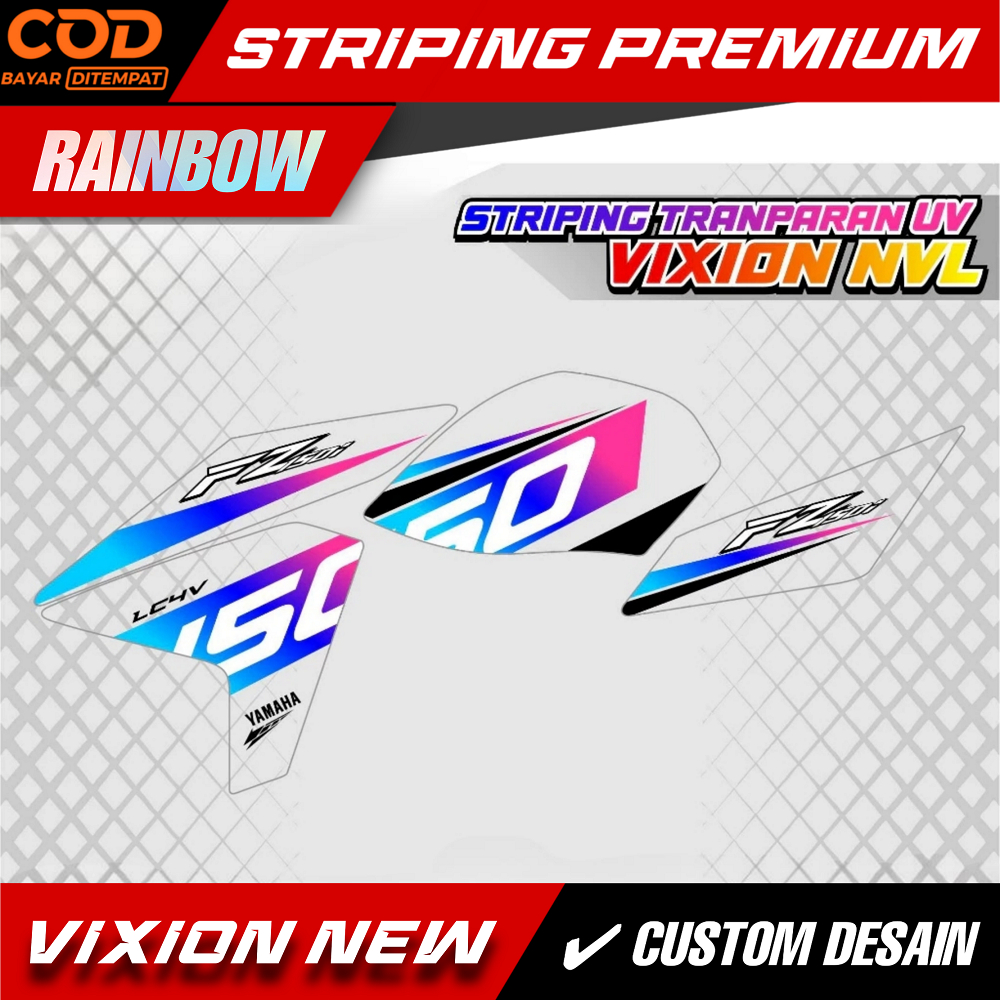 STRIPING VIXION NEW NVA NVL OLD TRANSPARAN CUSTOME HITAM BIRU PUTIH MERAH VINIL MAX DECAL HOLOGRAM D