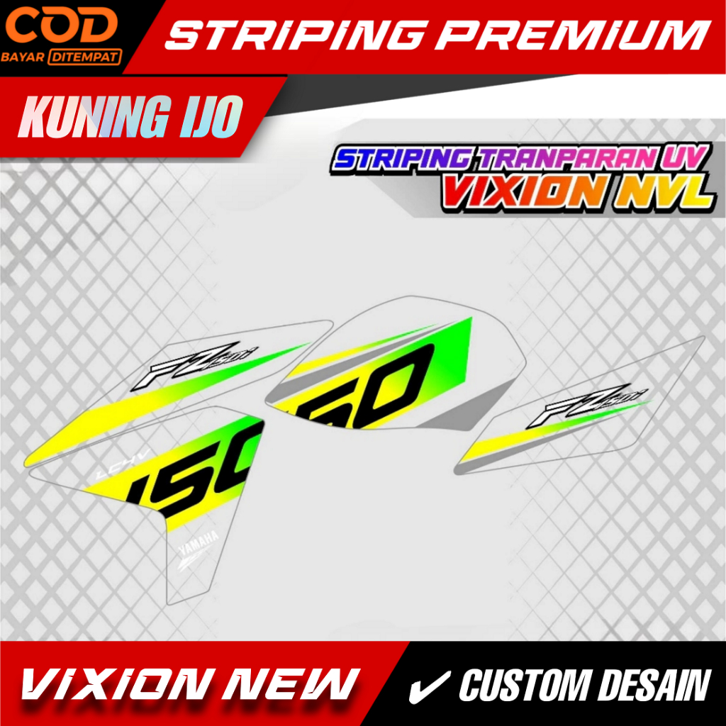 STRIPING VIXION NEW NVA NVL OLD TRANSPARAN CUSTOME HITAM BIRU PUTIH MERAH VINIL MAX DECAL HOLOGRAM C