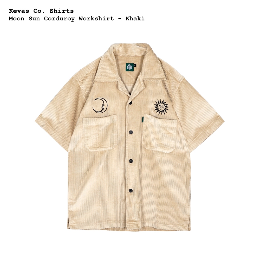 Kevas Clearance Sale Moon Sun Corduroy Work Shirts XL