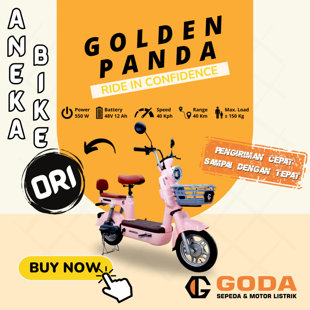 Sepeda Listrik GODA GD150 Garansi Resmi - GD 150 Golden Panda - ANEKA BIKE GODA OFFICIAL