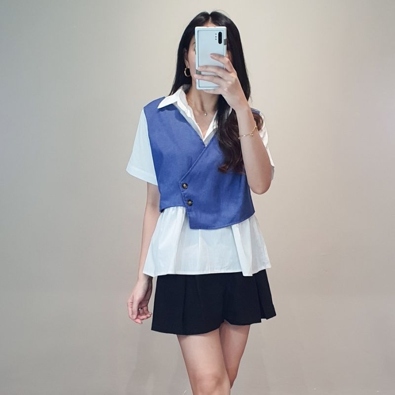 Atasan baju blouse kemeja kerah casual wanita premium - Twinkle Vest Top NWclothing