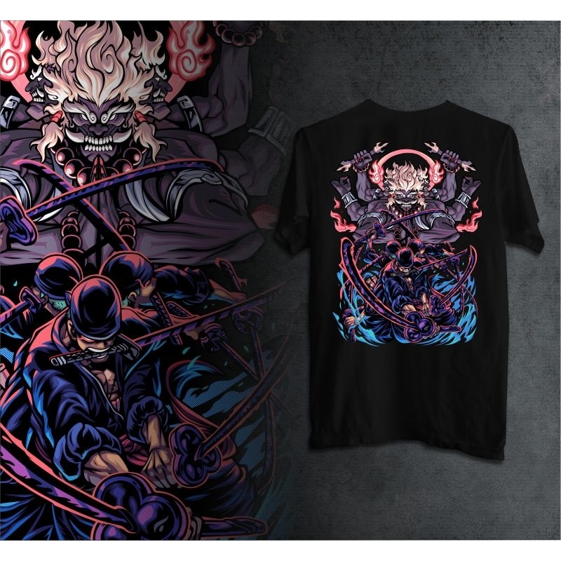 EL. Kaos Anime One Piece Roronoa Zoro Ashura Mode Japanese Streetwear