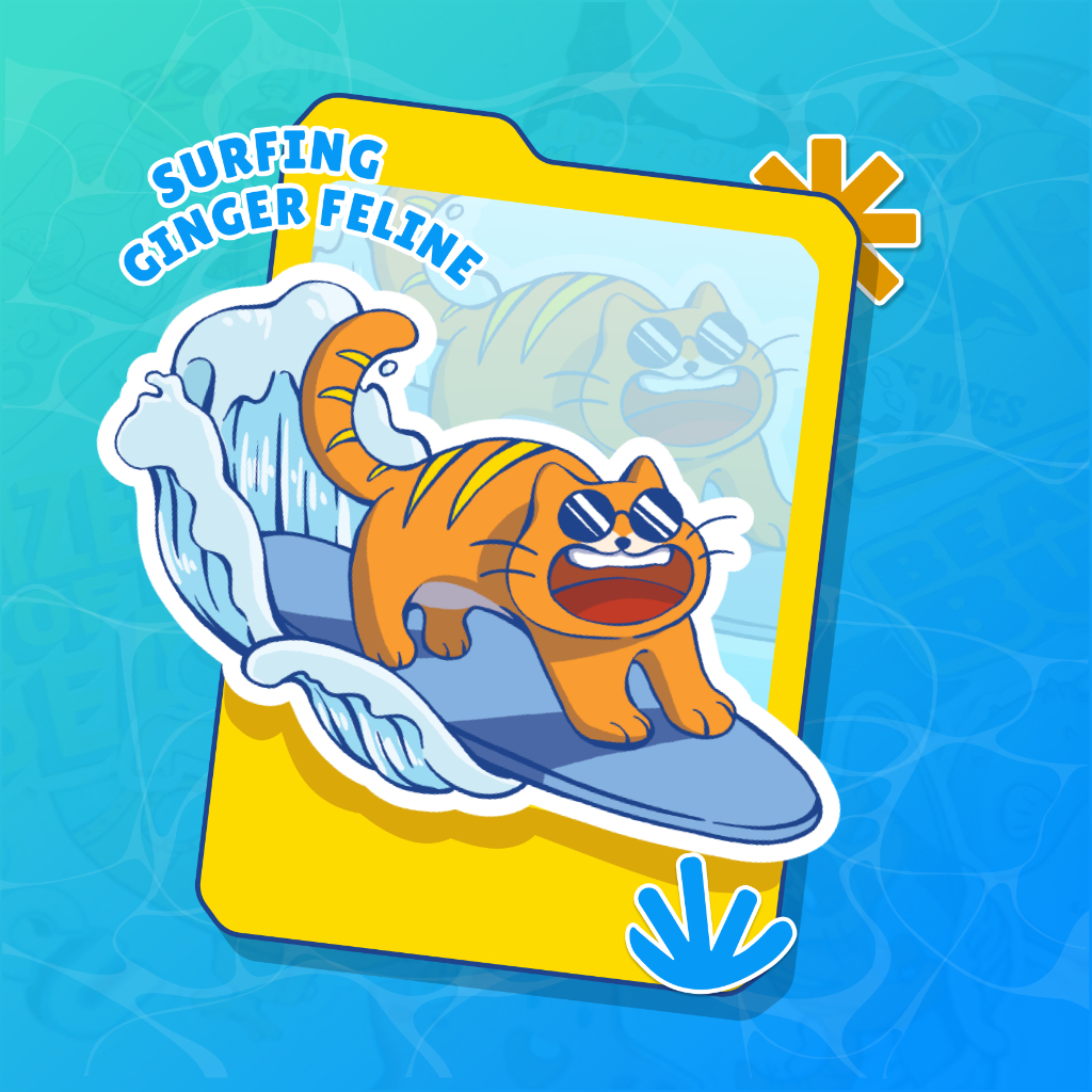 

Seaside Finds - Surfing Ginger Feline Sticker