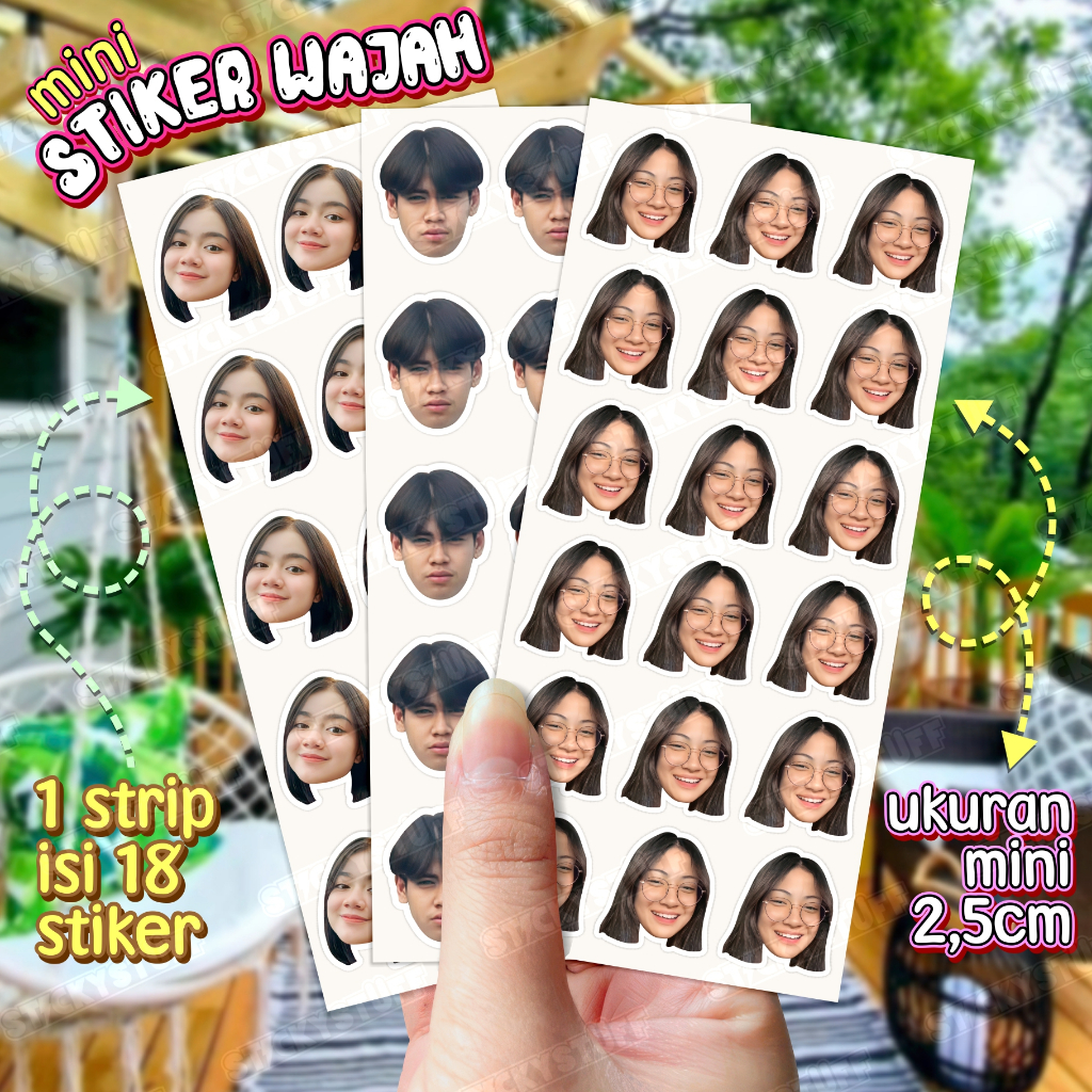 

18pcs Stiker Foto Wajah - Mini Stiker Set Custom - Small Face Photo Sticker