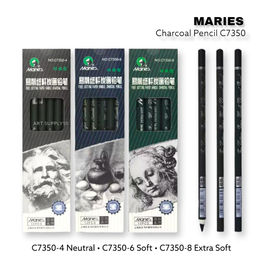 

Pensil Charcoal Maries Extra Soft Neutral & Soft - Pensil Arang Hitam Pekat