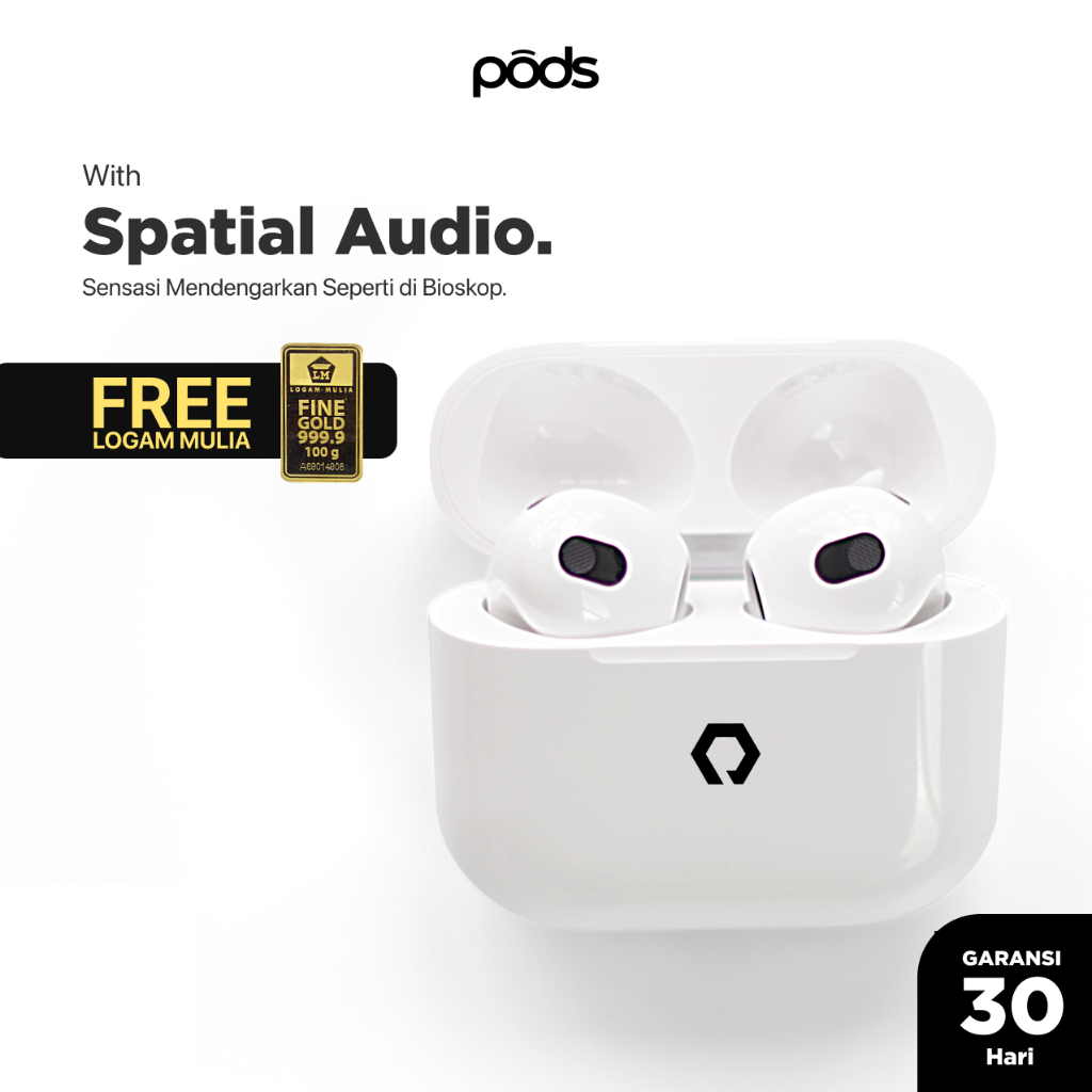 Foto ThePods 3rd Generation Gen 3 2024 - (IMEI & Serial Number Detectable + Spatial Audio) - Final Upgrade Version 9D Hifi True Wireless Stereo Bluetooth Headset Earphone Earbuds - Headphone Spatial Audio TWS Charging Case - By PodsIndonesia