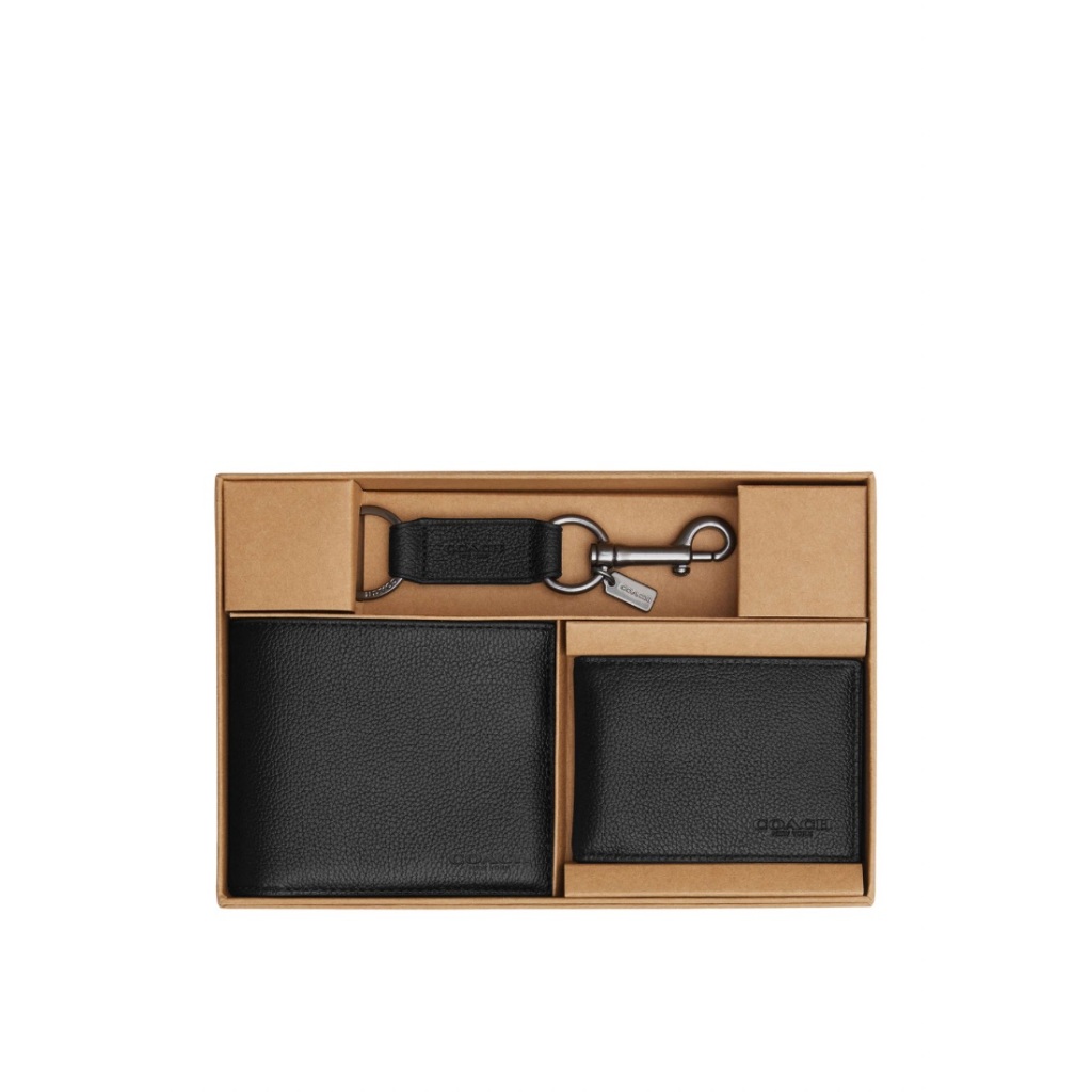 COACH Boxed 3 In 1 Wallet Gift Set Black