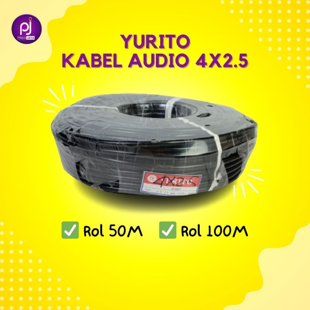 AUDIO 4X2.5 100M HITAM YURITO | KABEL AUDIO SERABUT ISI 4 | KABEL ROLL 100 METER