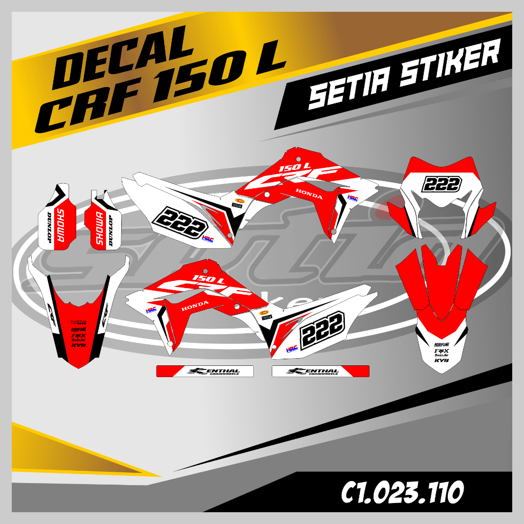 DECAL STIKER CRF 150 L FULL BODY, WARNA MERAH PUTIH, SUPERMOTO, TRAIL, DESAIN BEBAS CUSTOM BARU (C1.