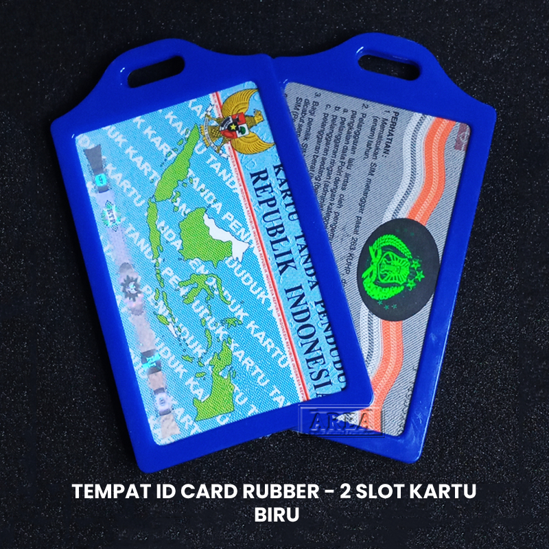 

Tempat ID Card Biru Rubber Waterproff 2 Slot Kartu Potrait/Vertikal/Berdiri Tanpa Tali