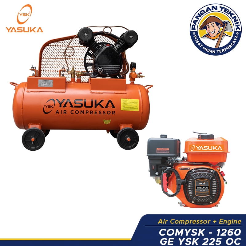 MESIN USAHA KOMPRESOR YASUKA SET PENGGERAK BENSIN | 1/2 HP 60 LITER