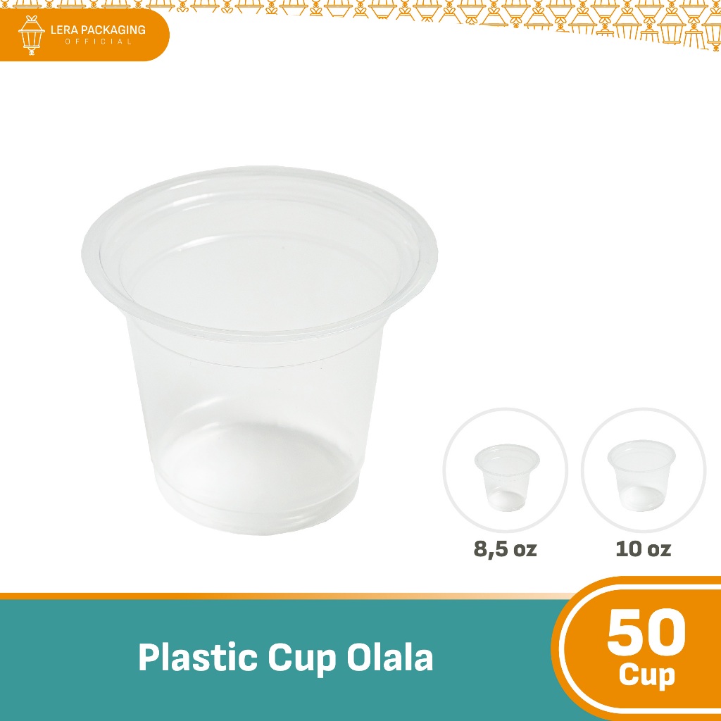 [50pcs] Gelas Plastik Datar Bening 8,5 Oz & 10 Oz / Cup Plastik / Gelas Plastik Merk Olala