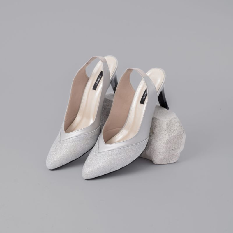 Juliar Heels R0095 Glitter slingback Silver