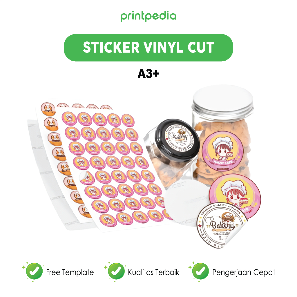 

Cetak Sticker Vinnyl A3+ / Stiker Custom Vinnyl A3+ Kiss Cut / Stiker Label Kemasan Anti Air