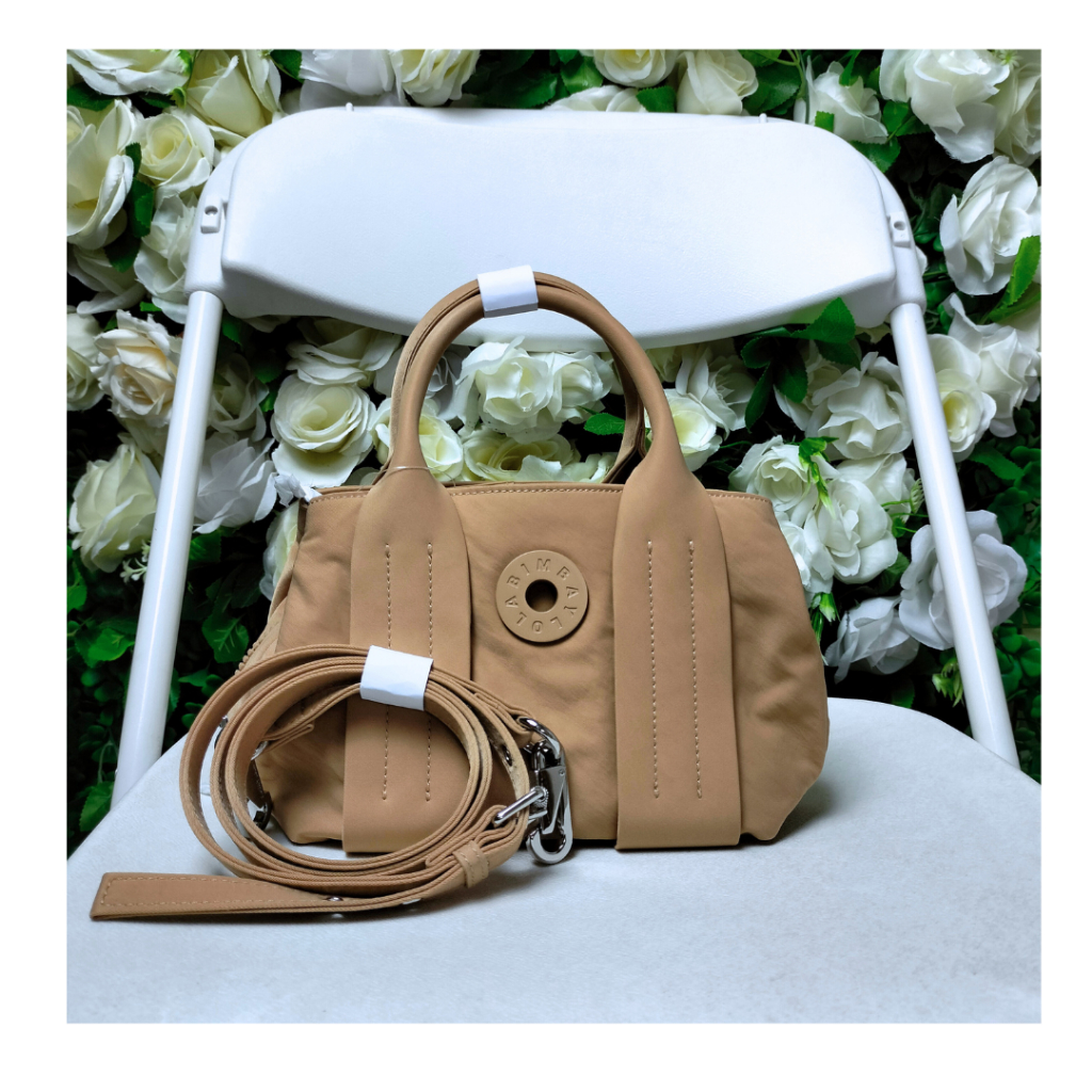 Tas wanita Branded 231BBHJ6U ALNE 10604 XS TAN NYLON TOTE BAG Cream