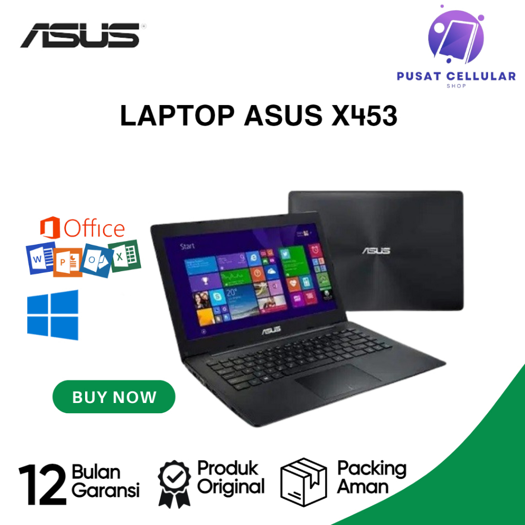TERMURAH  Laptop ASUS X453 Celeron Ram 8gb/512 ssd / Win 10 /FREE TAS + MOUSE / FREE OFFICE
