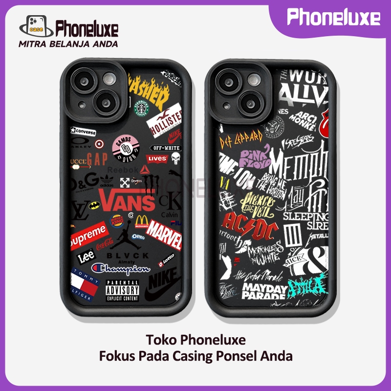PHONELUXE CASE Cocok untuk casing iPhone 7 8 6 6 S Plus 2024 11 12 Pro 14 15 13 Pro Max Ampelas Lubang Font trendi Sillicone