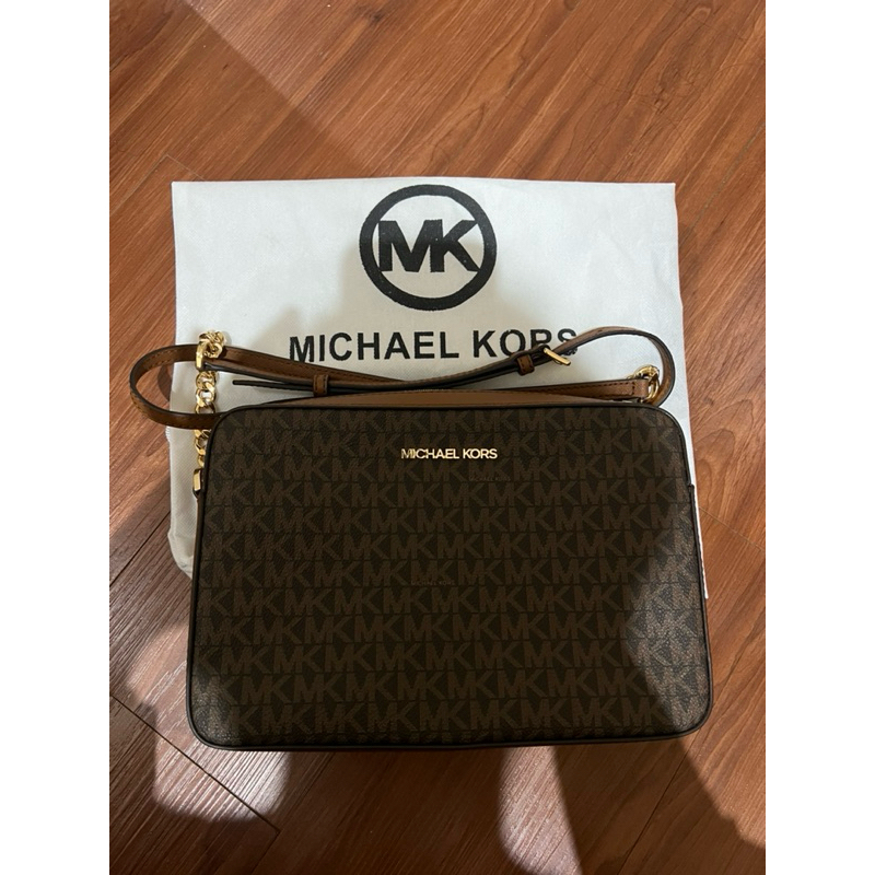 preloved MK jet set camera bag cross body signature brown