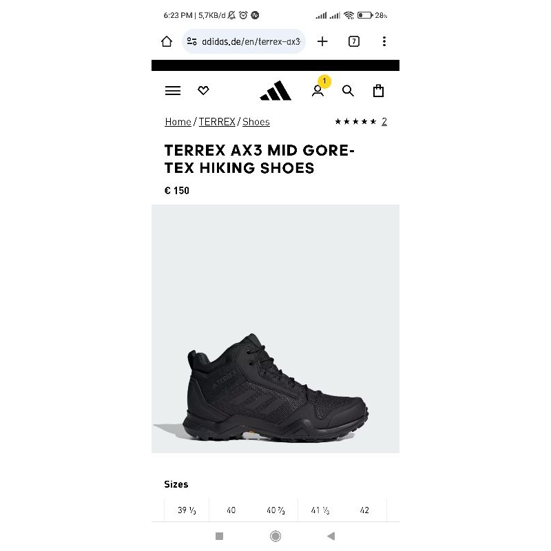 sepatu Adidas TERREX AX3 MID GORE-TEX HIKING SHOES