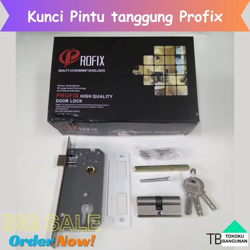 Profix Kunci Pintu Tanggung silver chrome gagang + body dan silinder