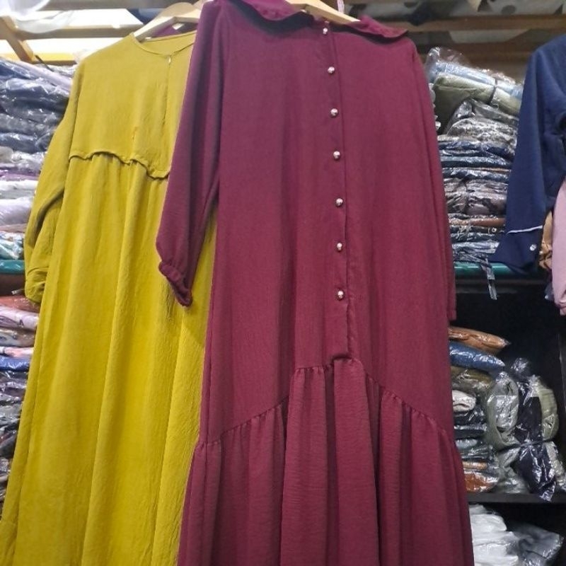 Gamis crinkle bahan premium