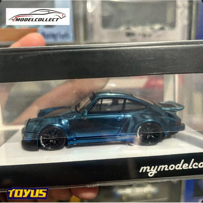 Mymodelcollect - Porsche 911 RWB 930 Whaletail Chrome Blue