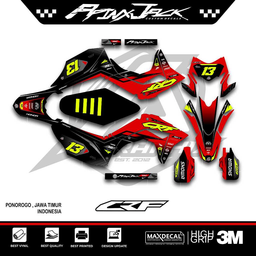 STICKER DECAL CRF 150 L KEREN / DECAL CRF SUPERMOTO