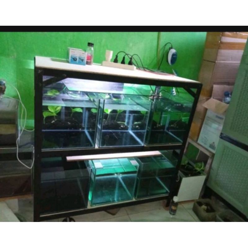 Rak aquarium P120cm L50cm T80cm 3 susun. rak serbaguna. rak custom. rak susun besi. rak besi murah