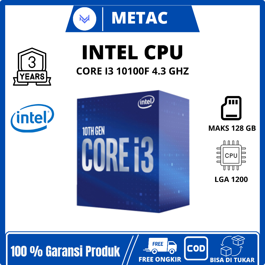Intel CPU Core i3-10100F 4.3GHz