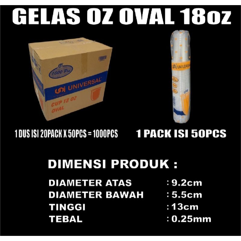 Gelas oval cup 18oz