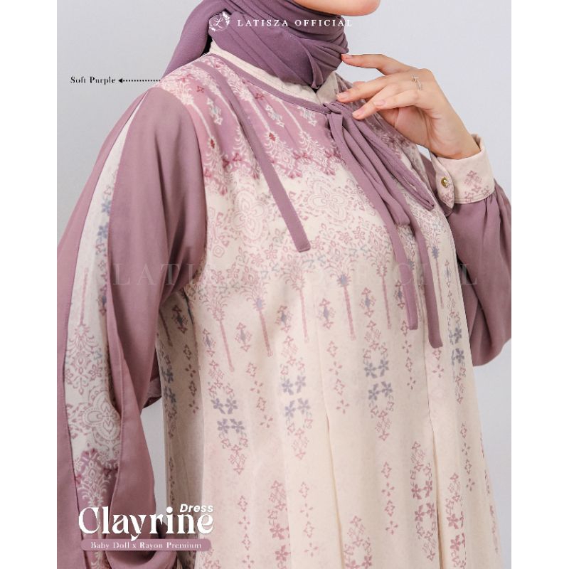 BAJU GAMIS MOTIF CLAYRINE DRESS LATISZA | GAMIS BUSUI FRIENDLY | GAMIS LEBARAN 2024 | GAMIS KEKINIAN