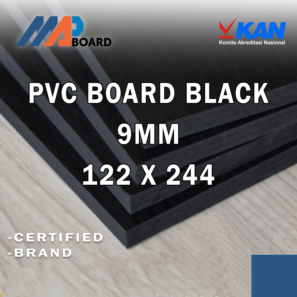 MAP BOARD - PVC Foam Board Black/ MAP Board Hitam Keras 9mm Ukuran 122x244