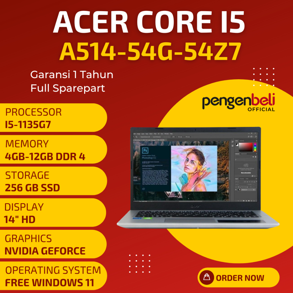 Bekerja Lebih Cepat dengan Laptop Baru Acer Core I5 Gen 11 l Ram 12GB l 256GB SSD l Layar 14 Inch l 