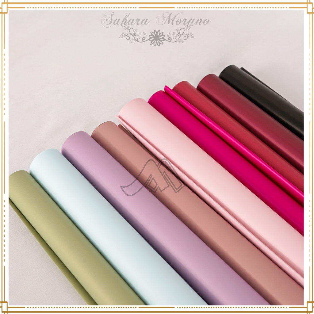 

[5 Pcs] Flower Wrapping Paper Full Color Paper Cellophane Waterproof Kertas Buket Bunga Warna Polos Glossy