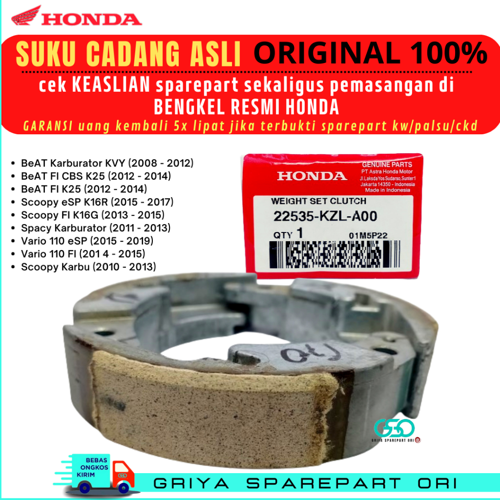 Kampas ganda Beat fi Ori Beat karbu Vario 110 fi Esp Scoopy karbu Scoopy fi Esp Spacy fi Spacy karbu