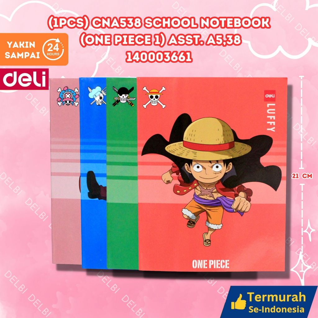 

2024 Buku Tulis Sekolah DELI 38 Lembar – One Piece 1 (1PCS) CNA538 SCHOOL NOTEBOOK (ONE PIECE 1) ASST. A5.38